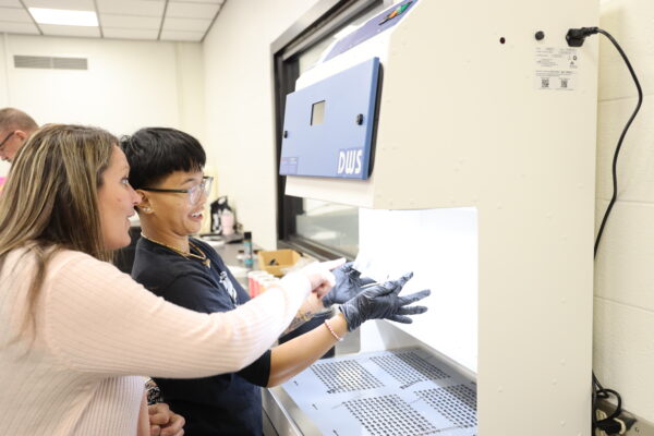 Instructor demonstrating fingerprinting
