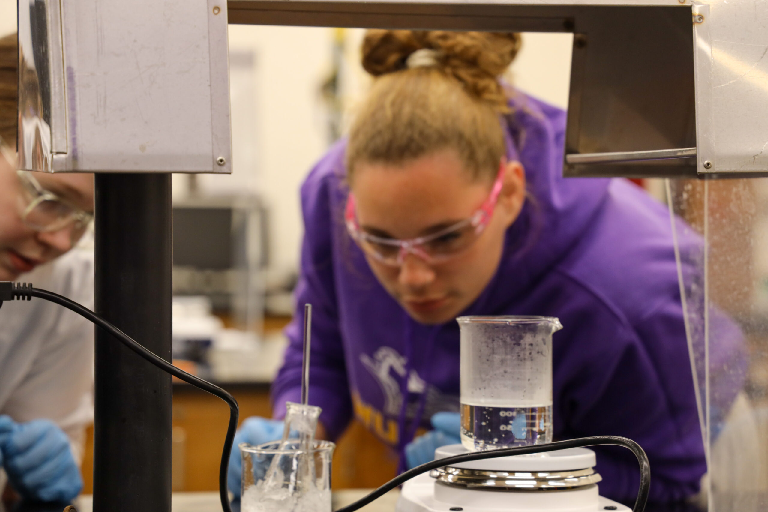 Student observing experiment