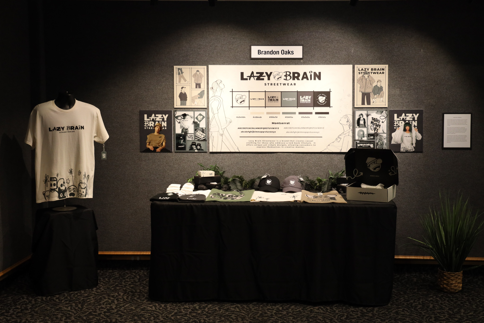 Display of apparel in art gallery.