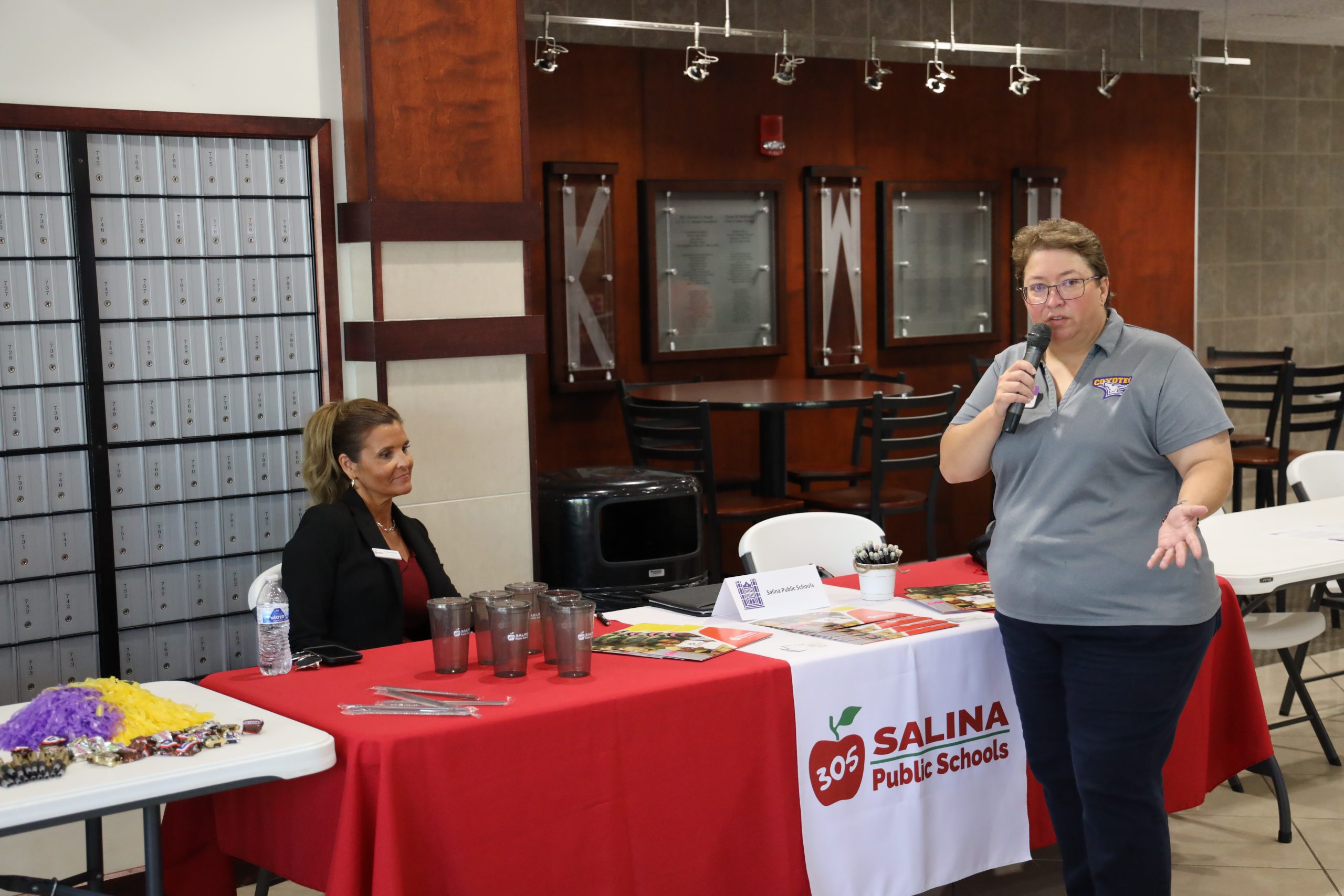 Woman speaking at fair