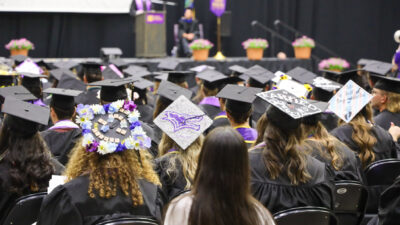 Angled shot of stage at commencement