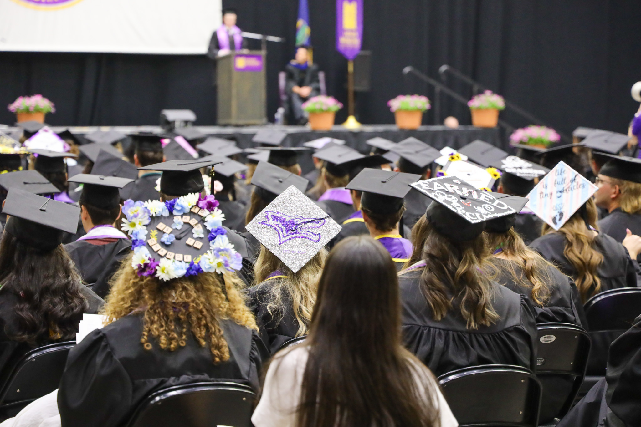 Angled shot of stage at commencement