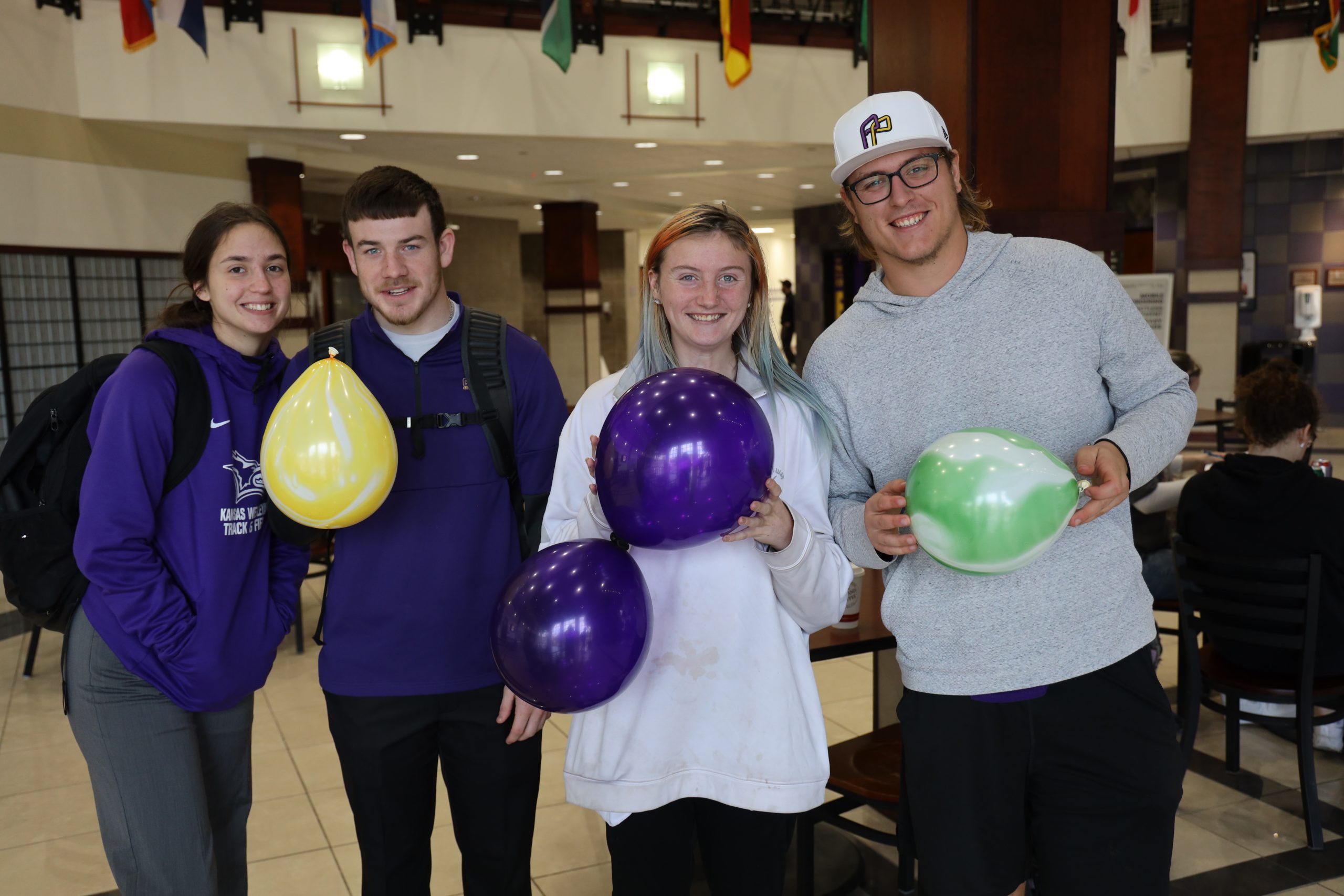 Students with balloons