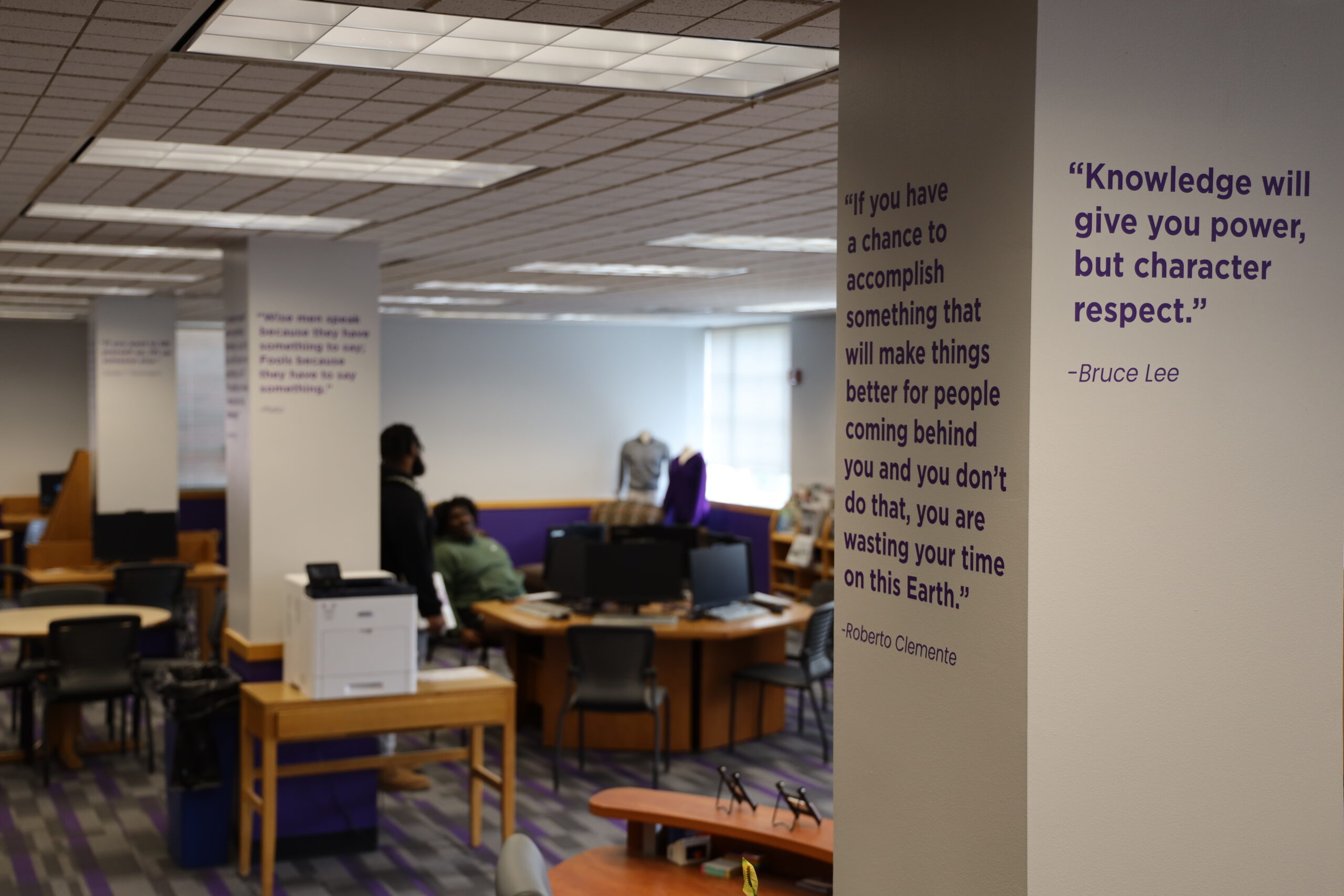 Information written on library pillars