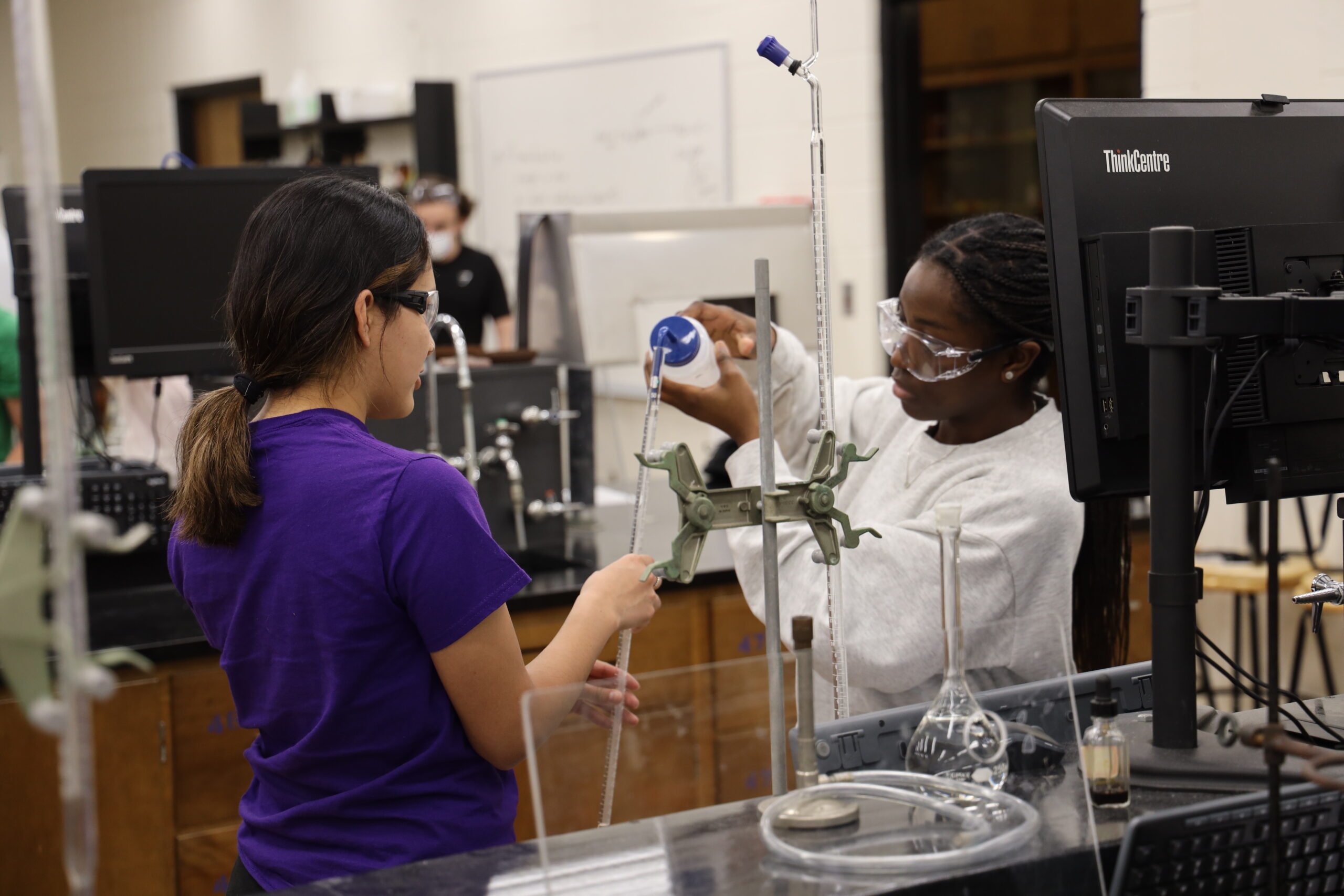 Student completing lab