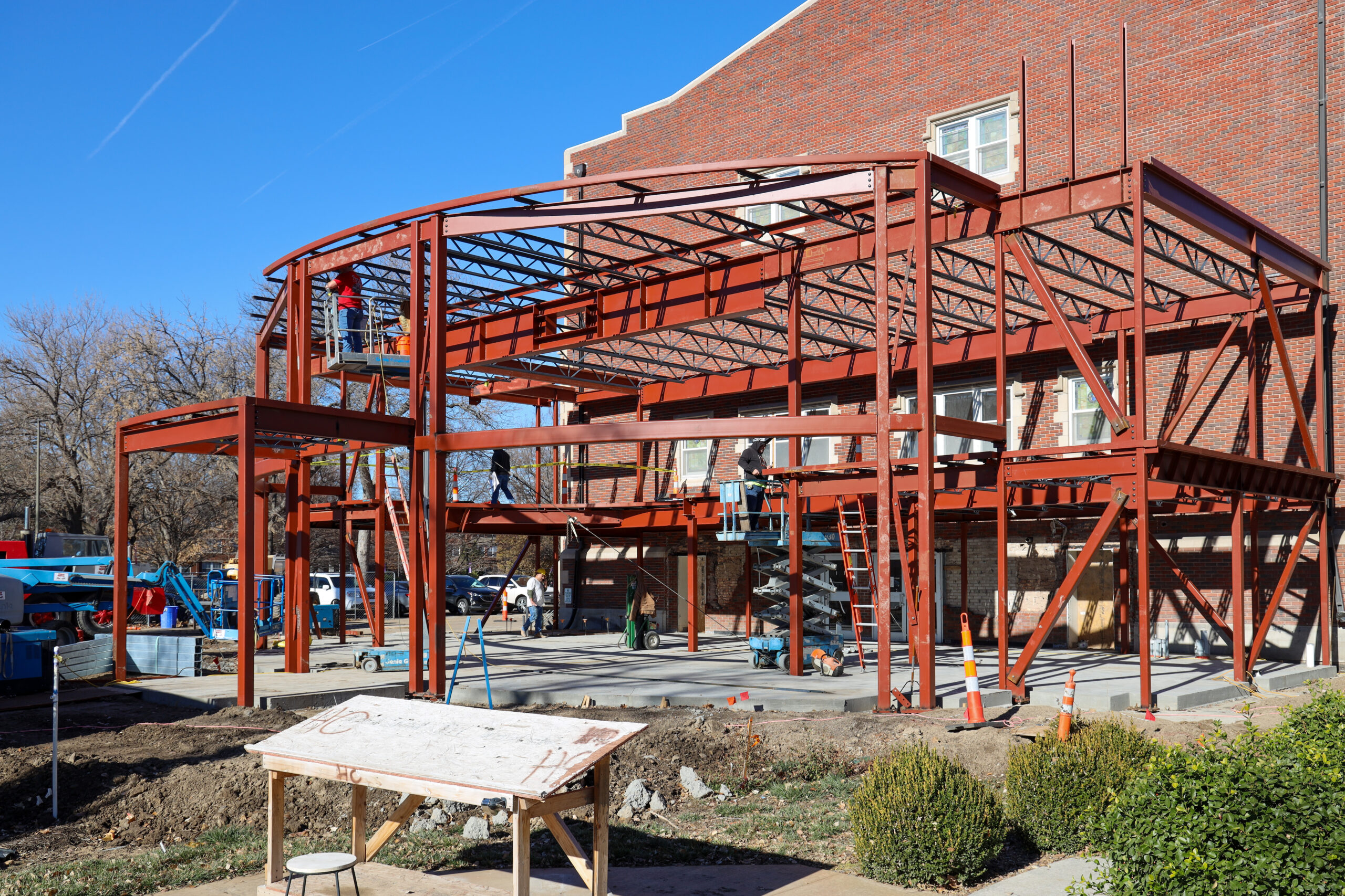 Construction work on Pioneer Hall