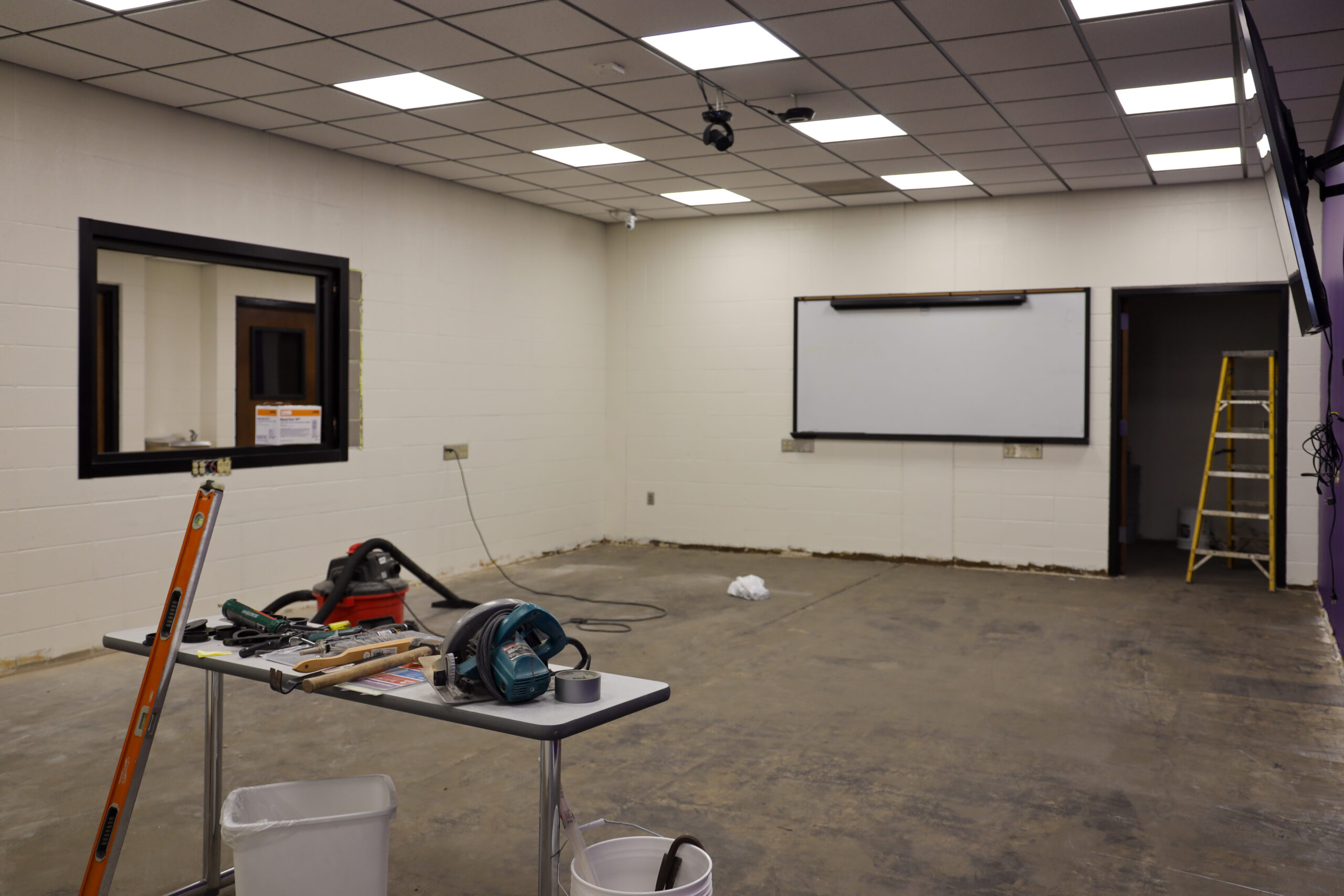 Interior of Criminal Justice classroom under renovation