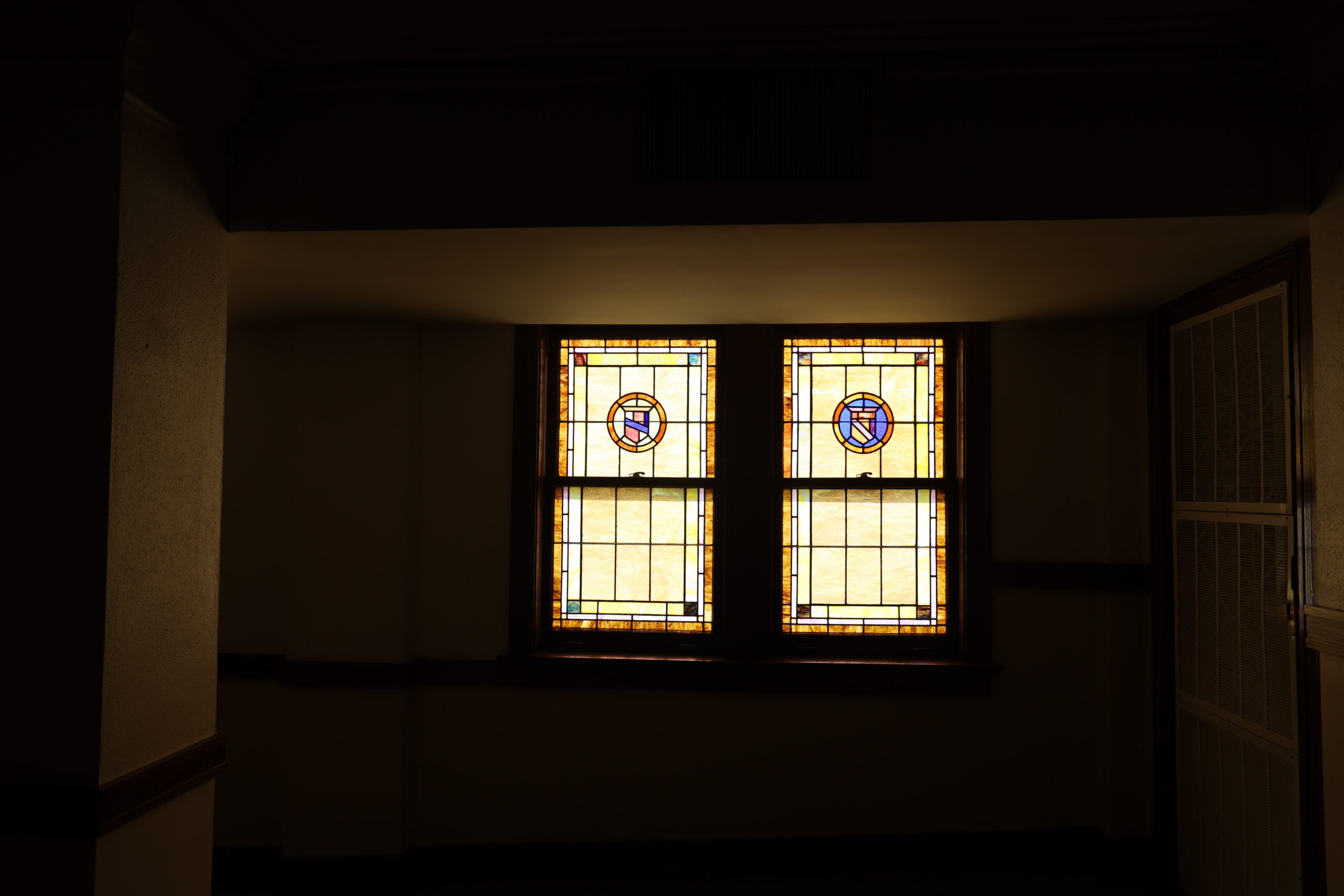 Pair of stain glass windows