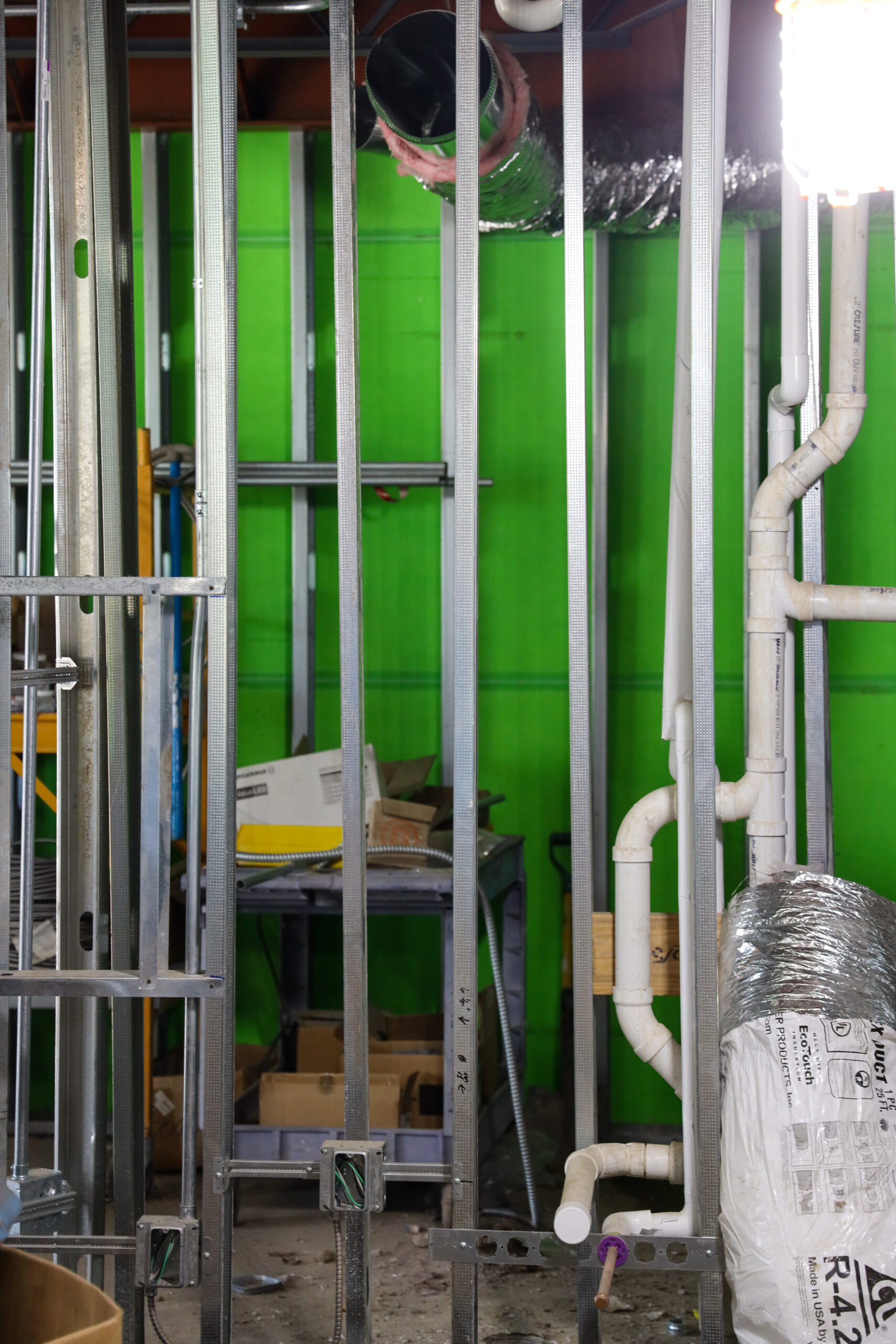 Construction piping/framing inside