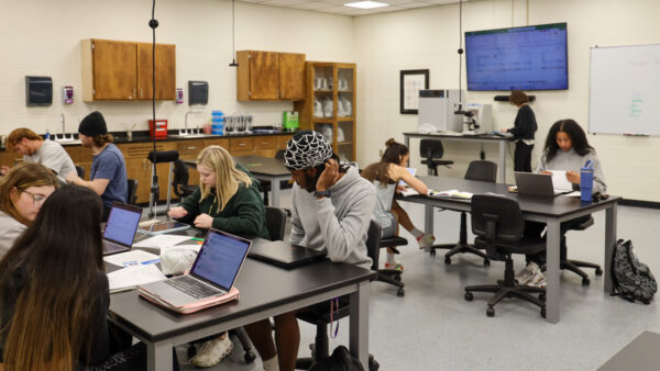 Students in biology lab