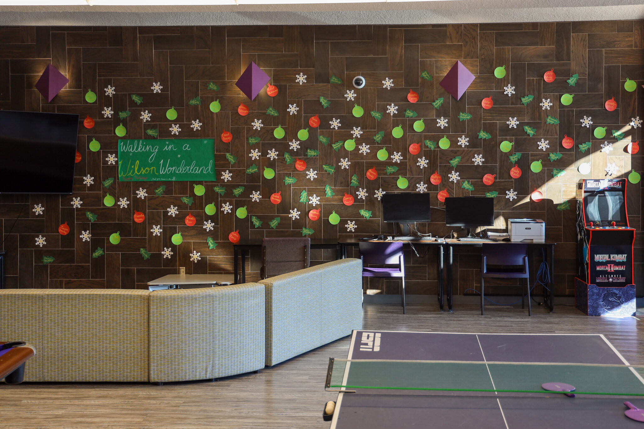 Decorations in lobby of res hall