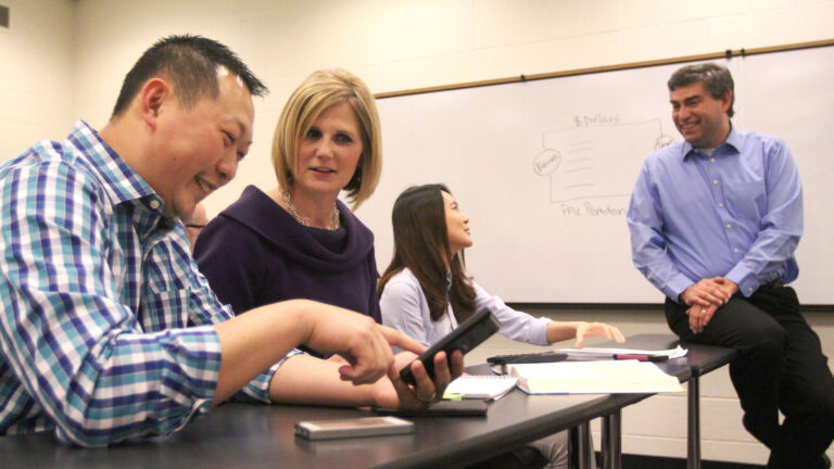 Student and professor in class