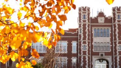 Pioneer Hall with leaves