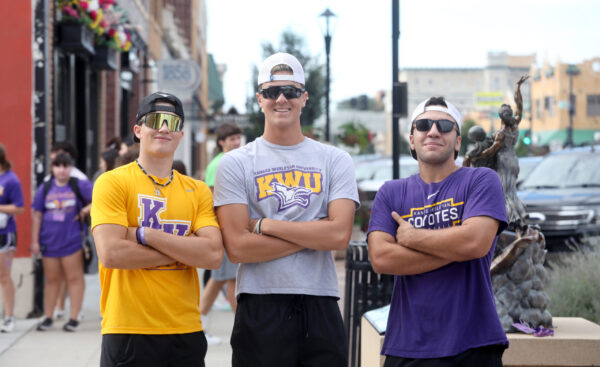 Students posed downtown