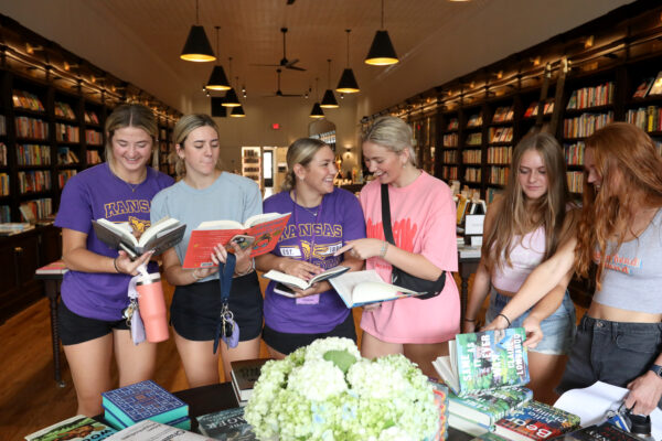 Students in downtown library