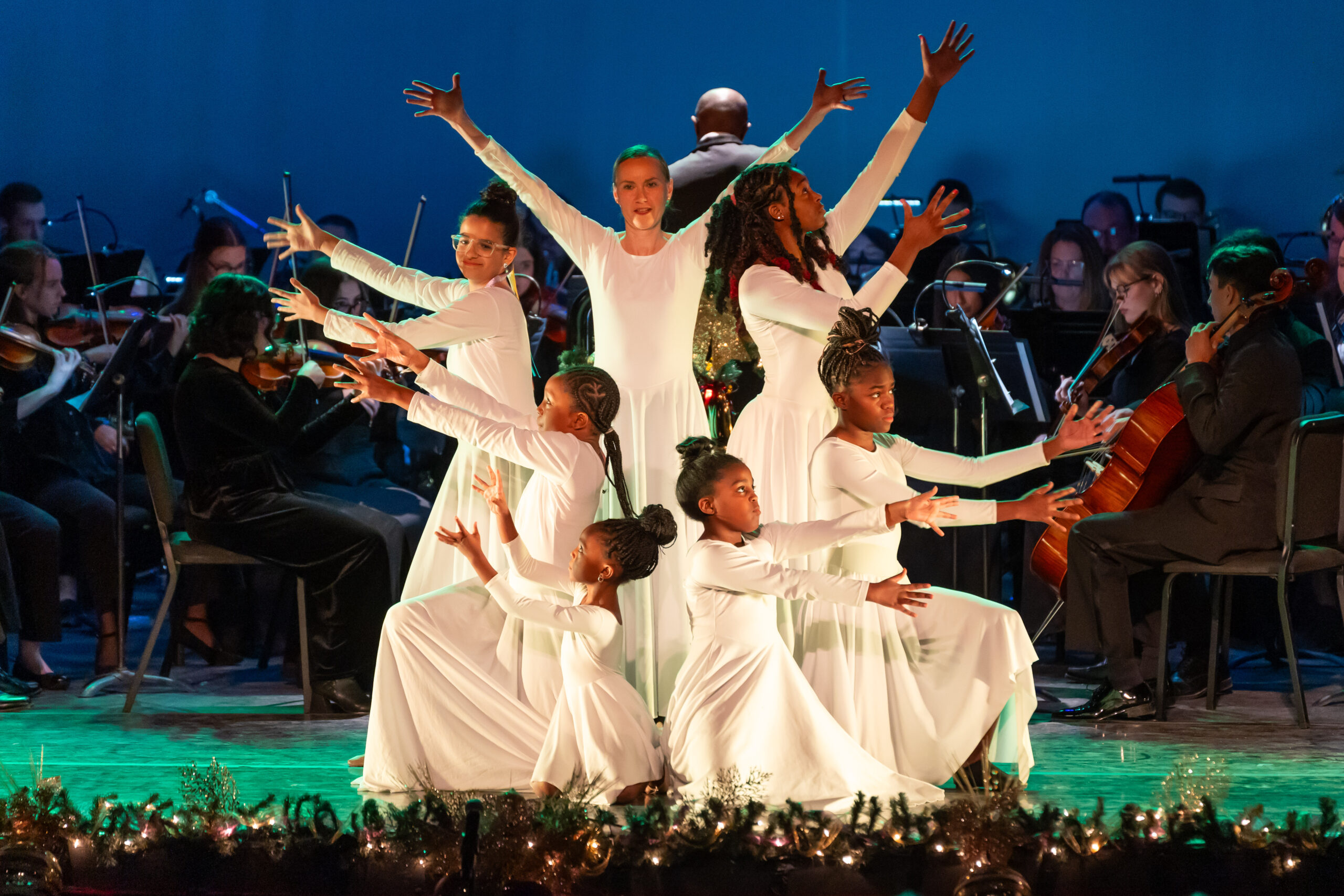 Dancers on stage at Christmas concert