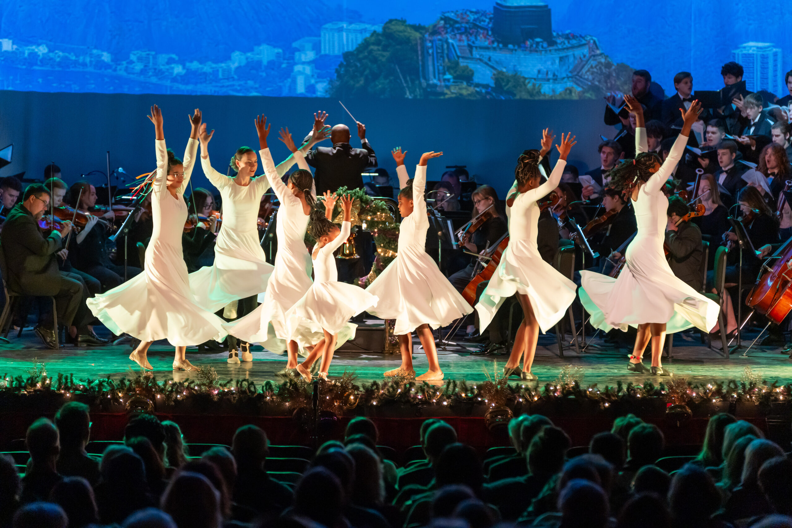 Dancers on stage at Christmas concert