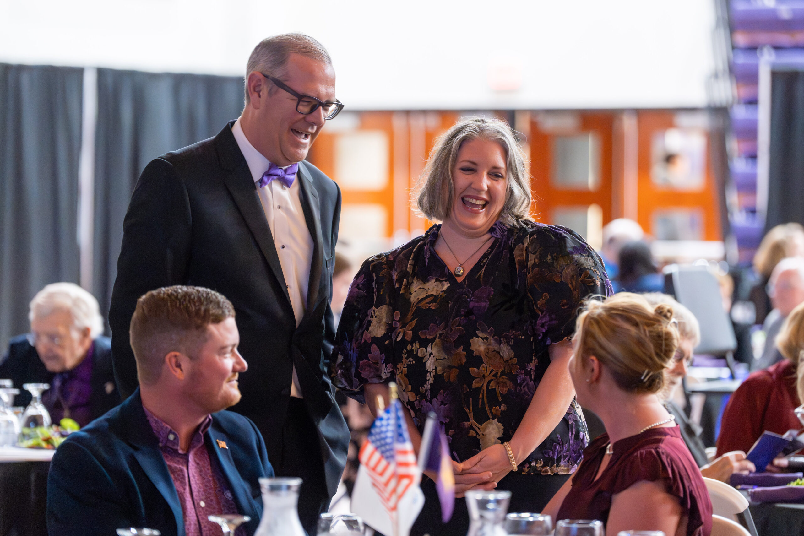President meeting with folks at gala