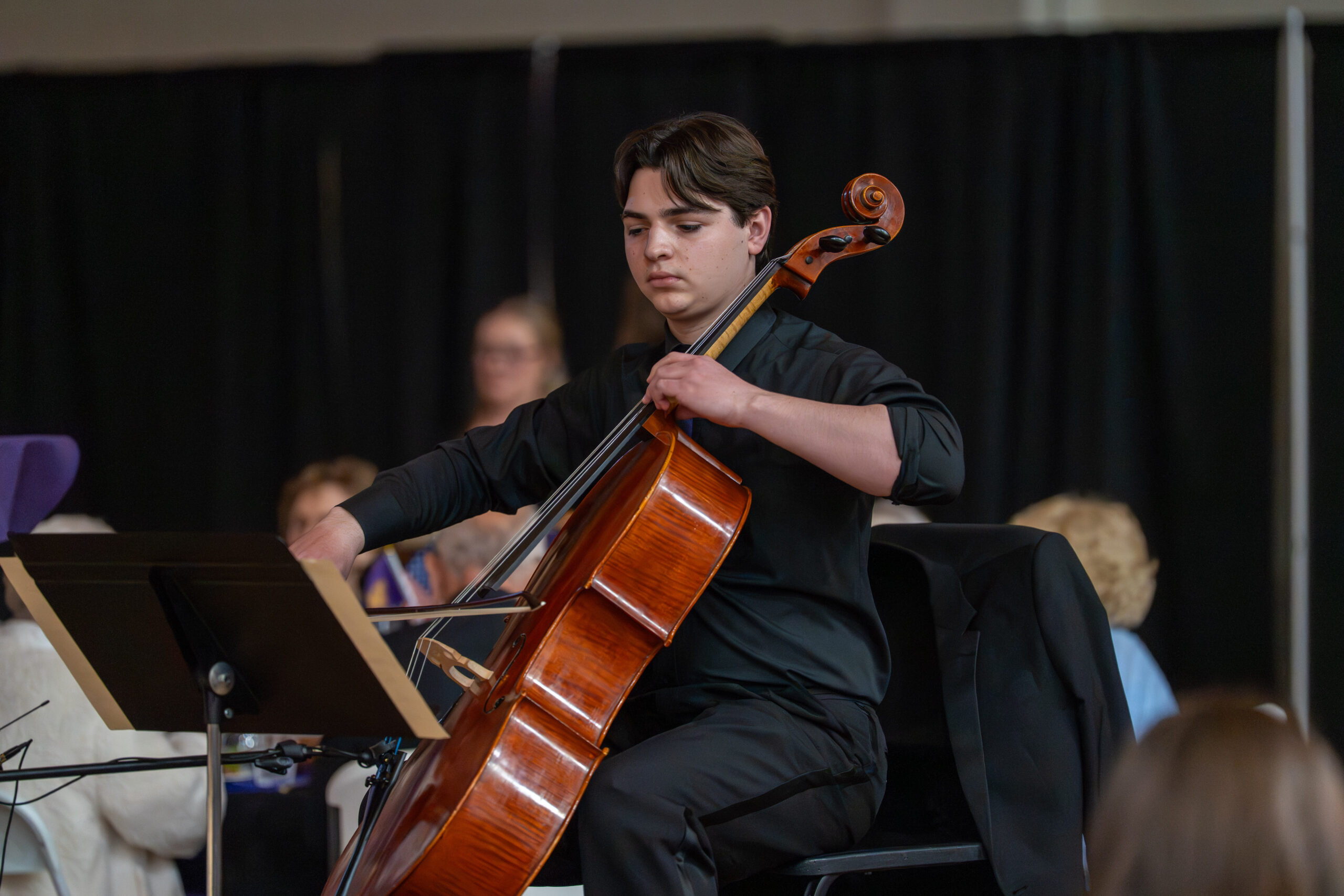 student playing cello