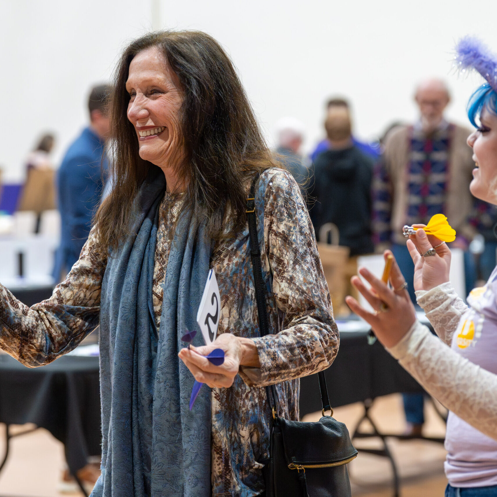 Woman preparing to play game