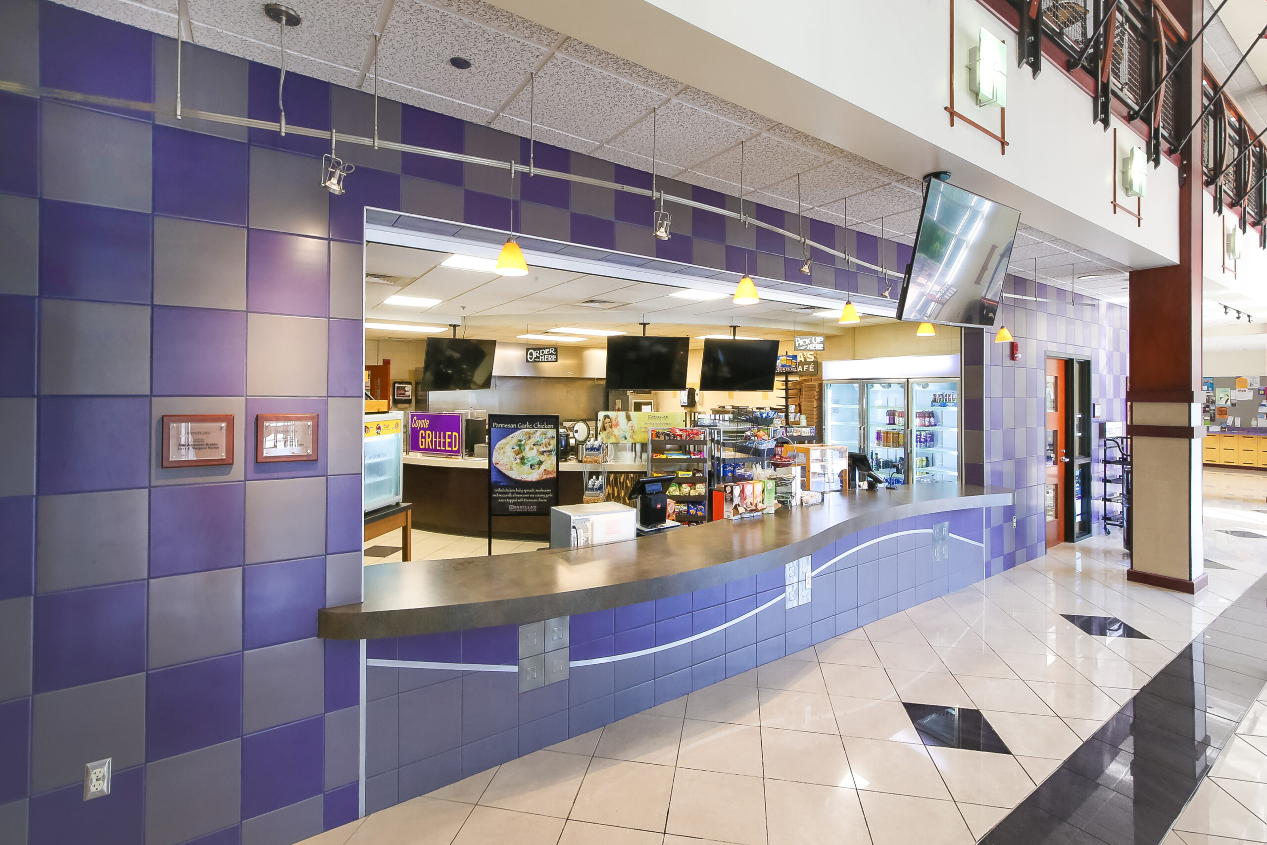 Angled view of concession stand