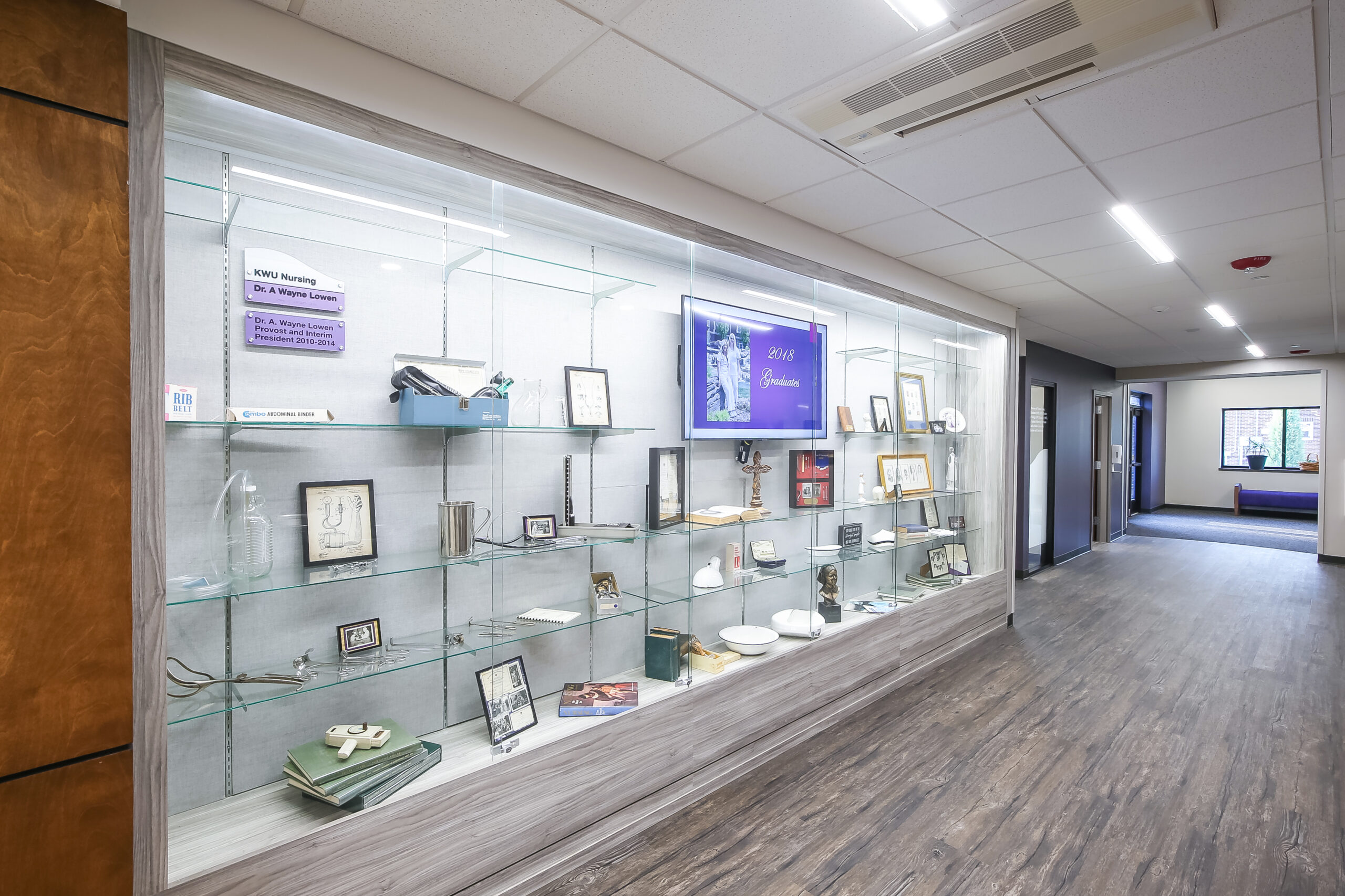 Hallway exhibit dedicated to Dr. A. Wayne Lowen