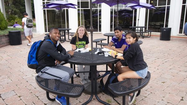 Students under table