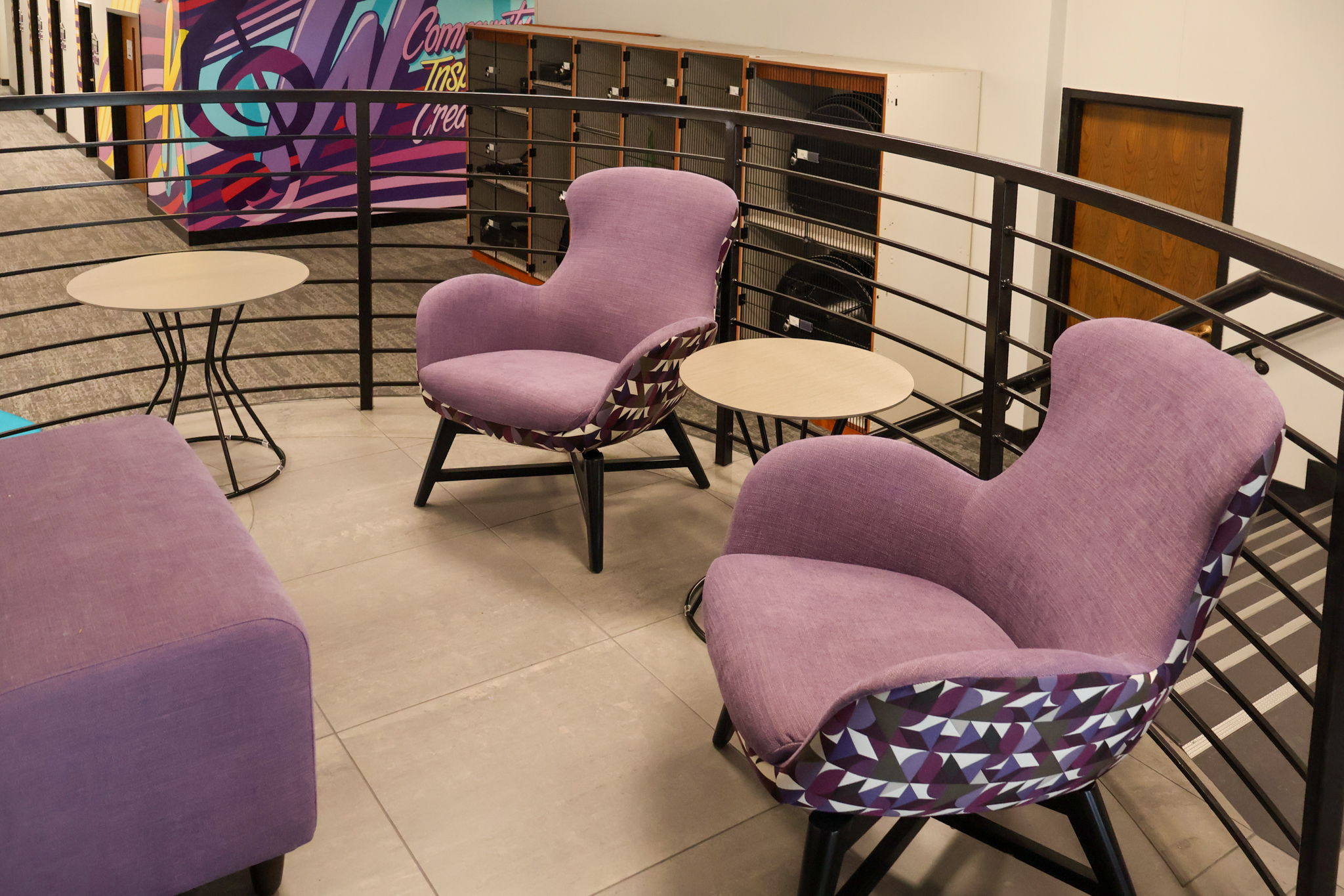 Sitting area inside music center.