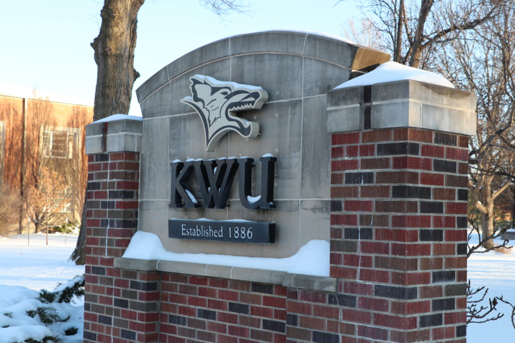 Snow on KWU sign