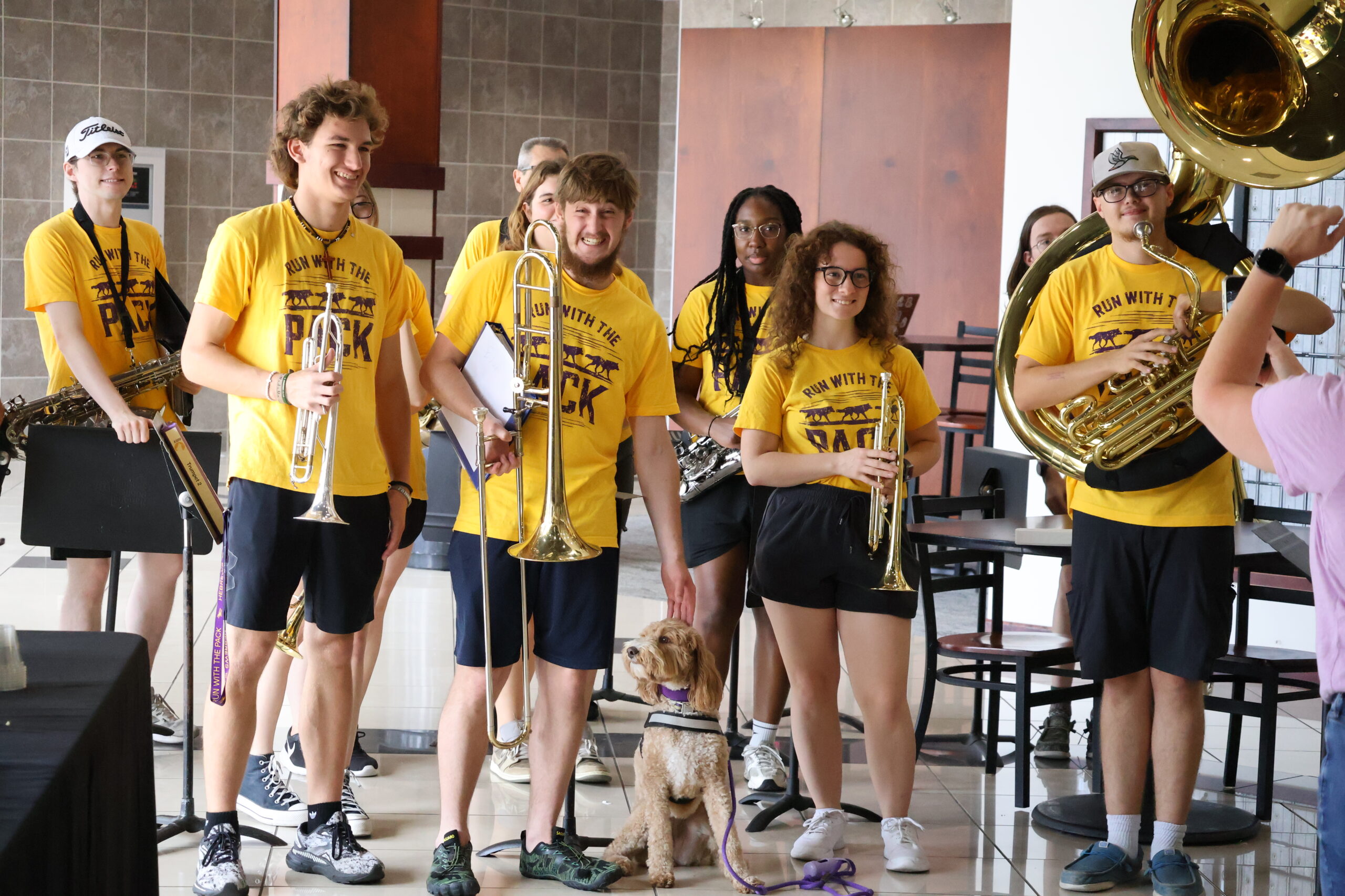Band members with dog