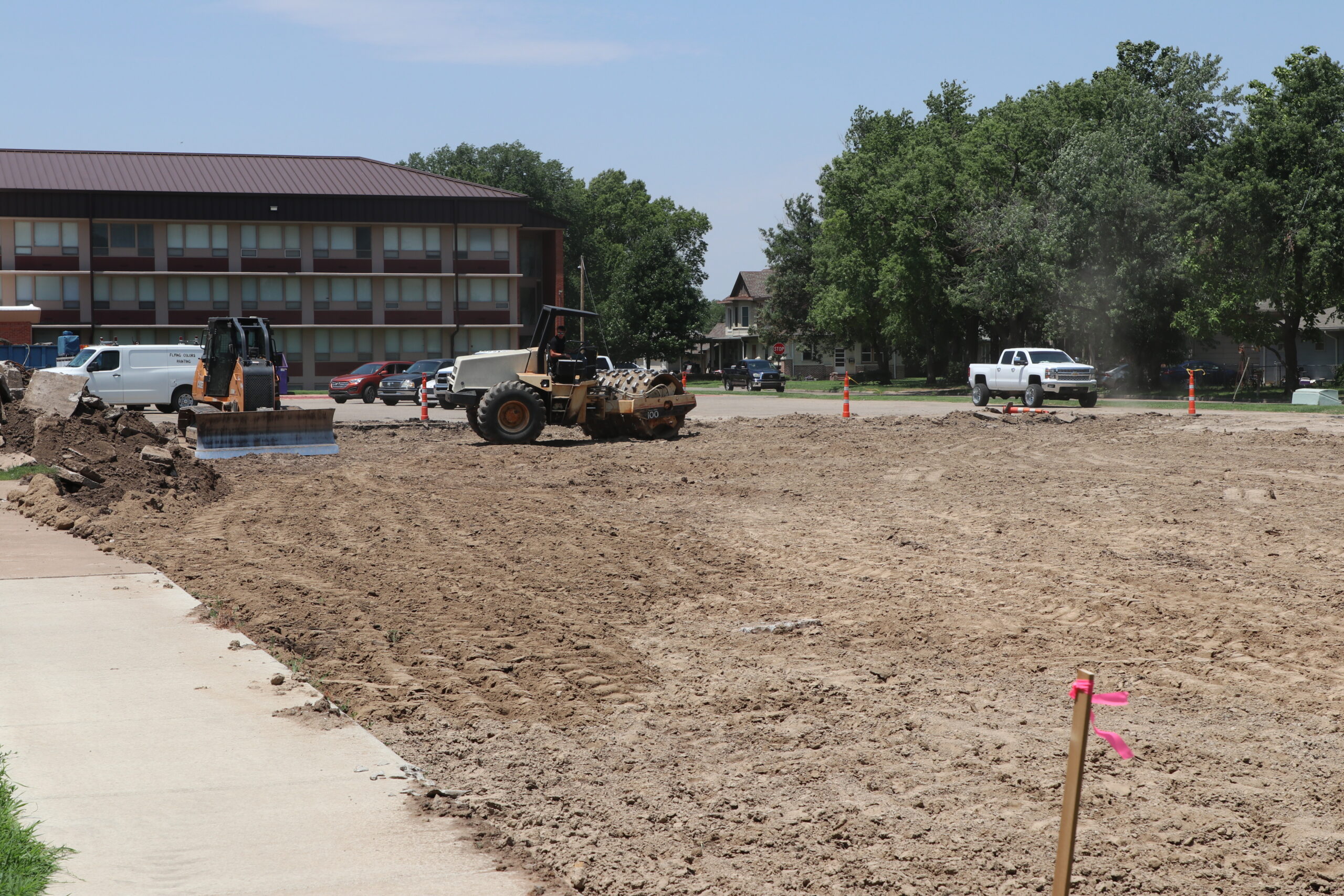 Work on ground for new parking lot