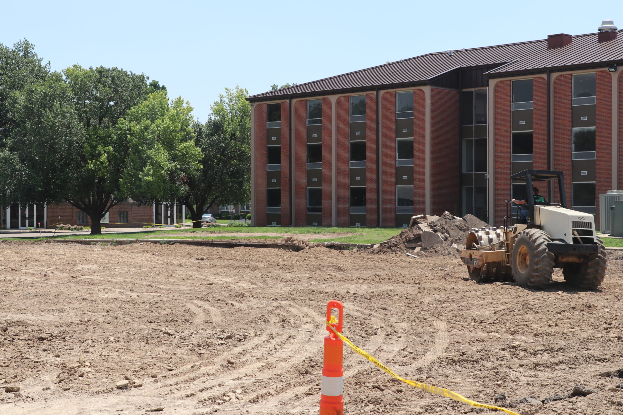 Work on ground for new parking lot