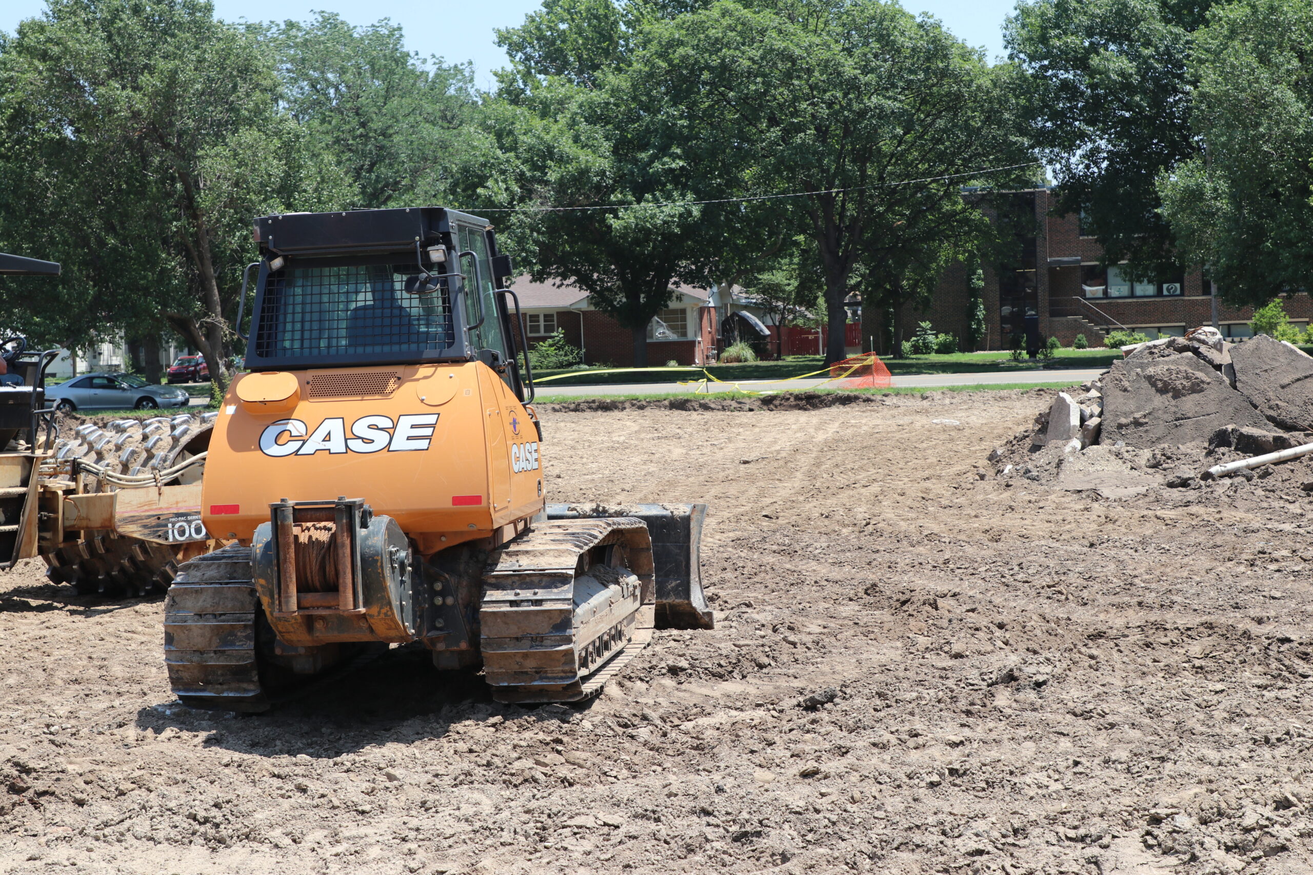 Work on ground for new parking lot
