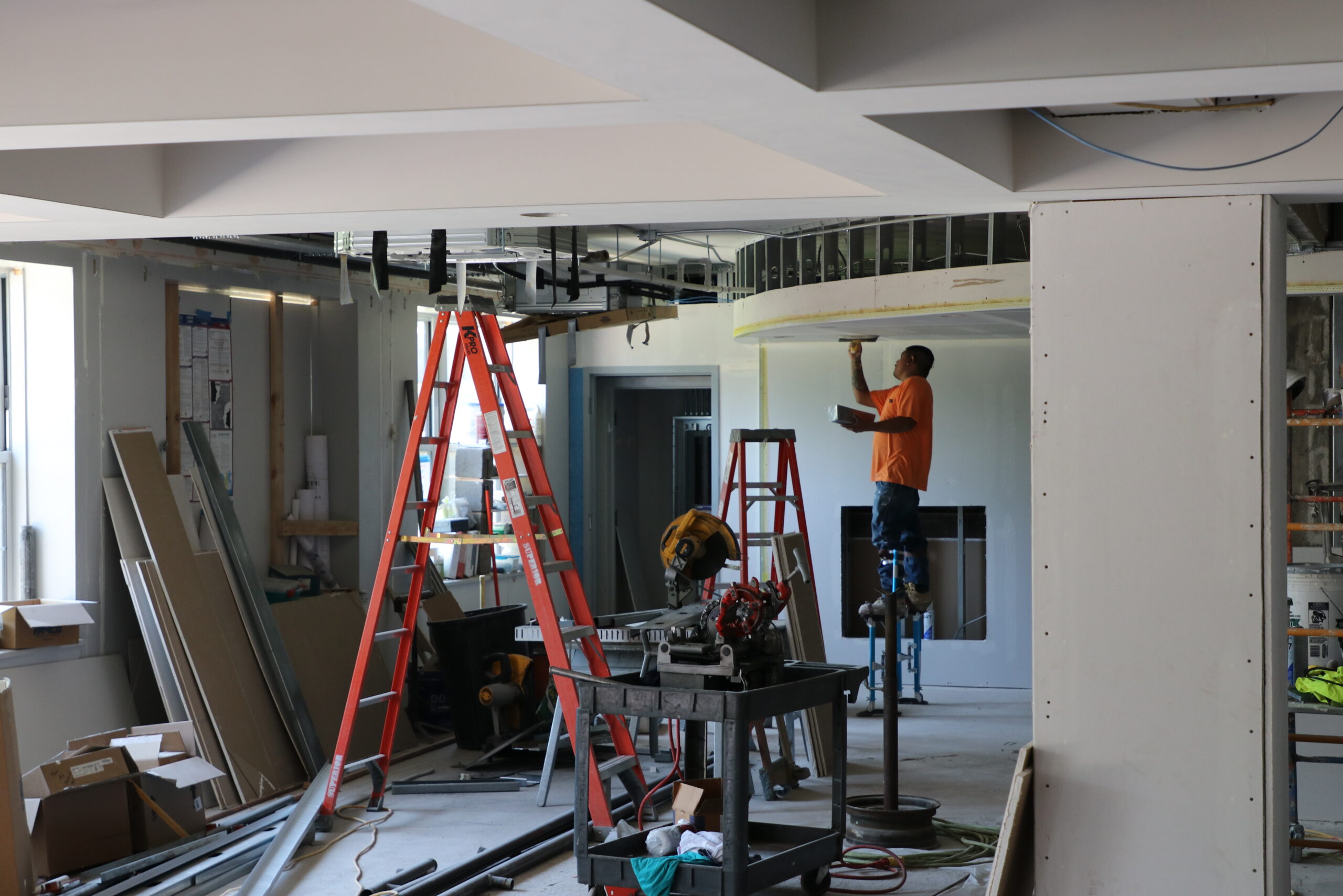 Interior construction on building