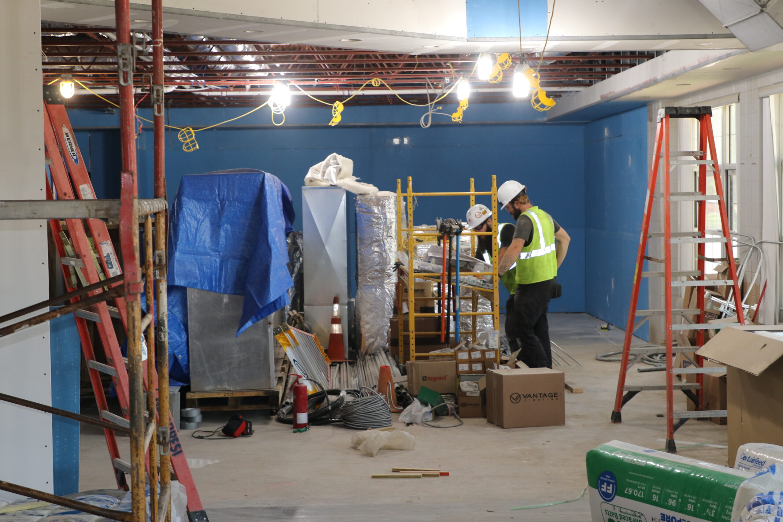 Interior construction on building
