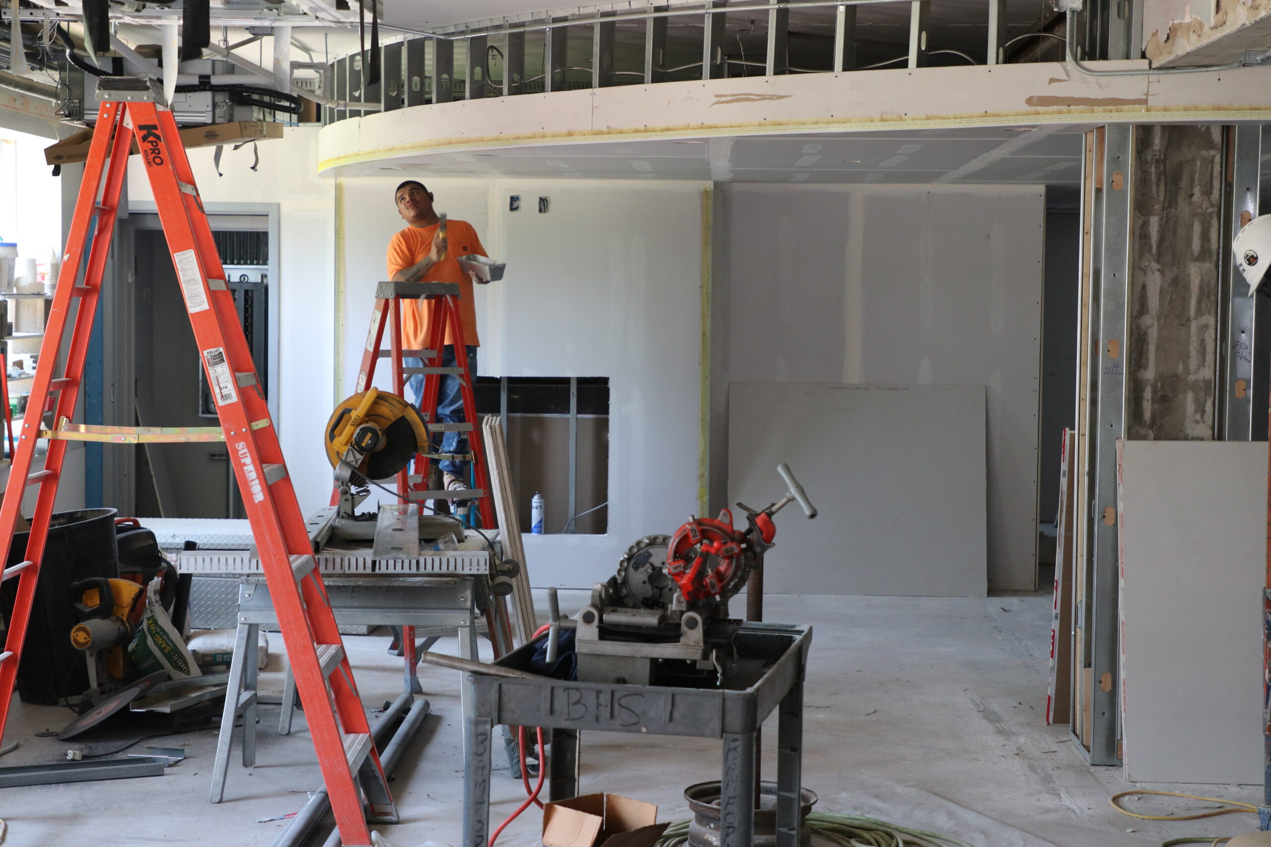 Interior construction on building