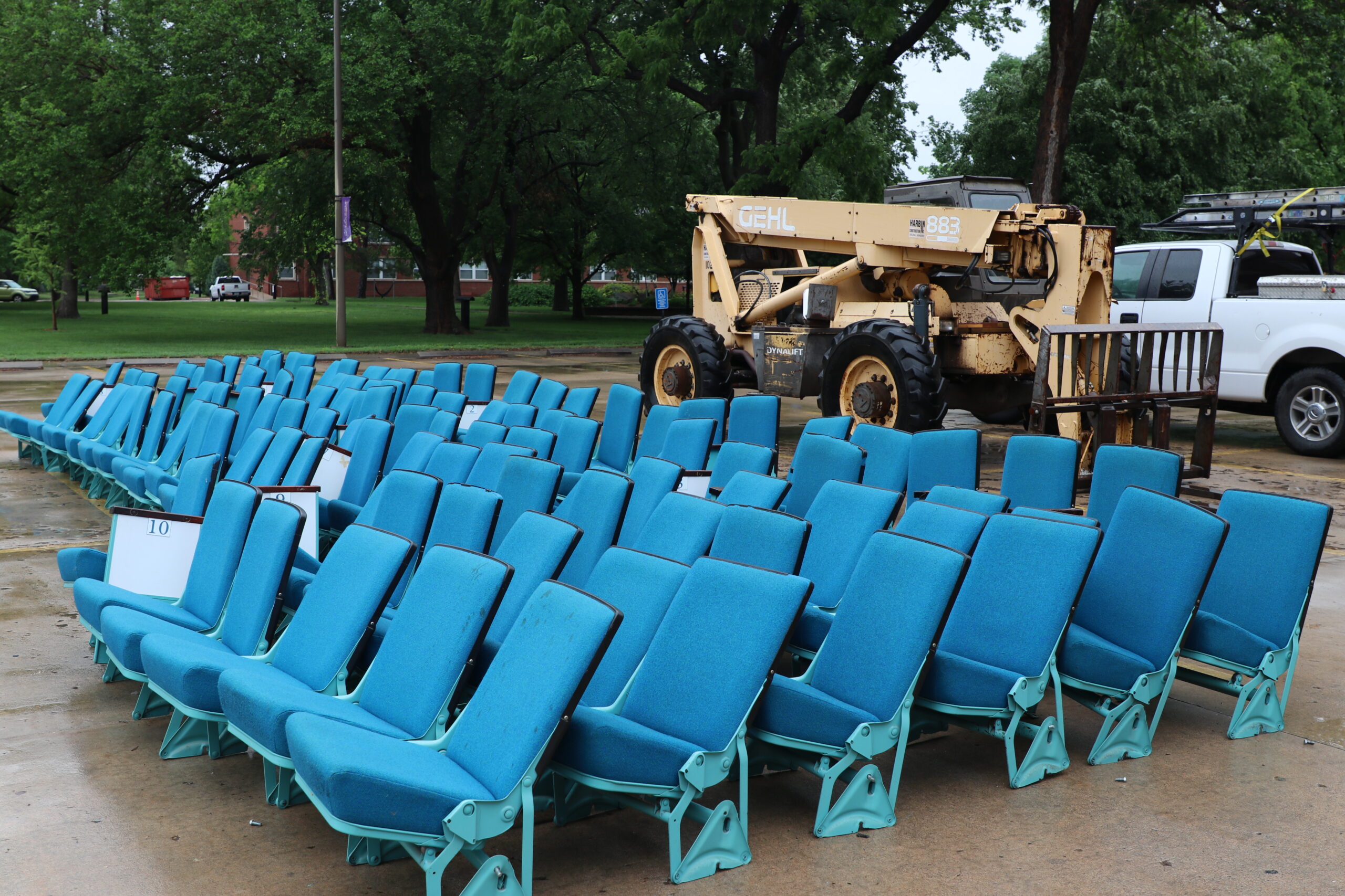 Chairs outside on parking lot