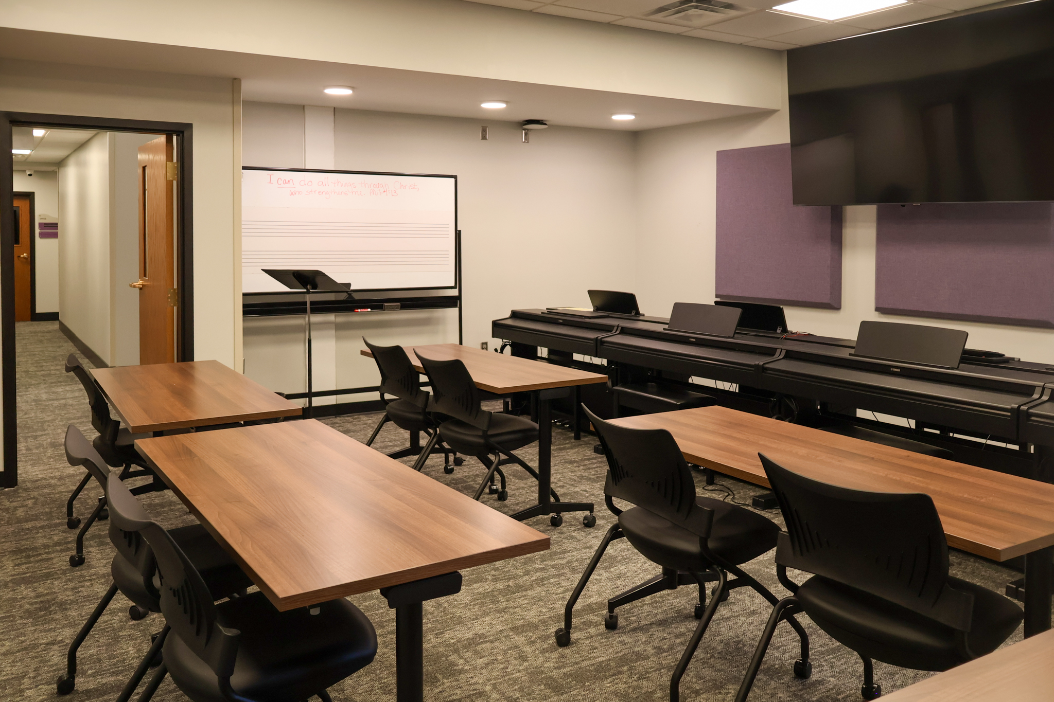 Rehearsal room inside music center.