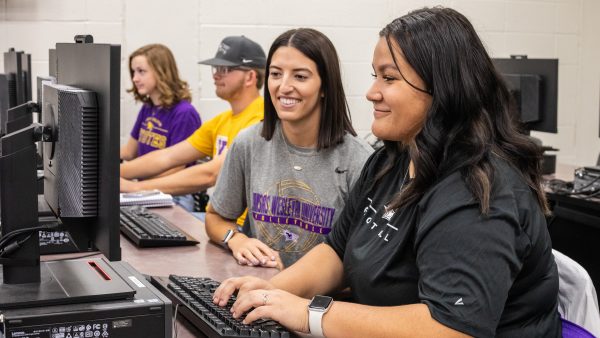 Student on computer