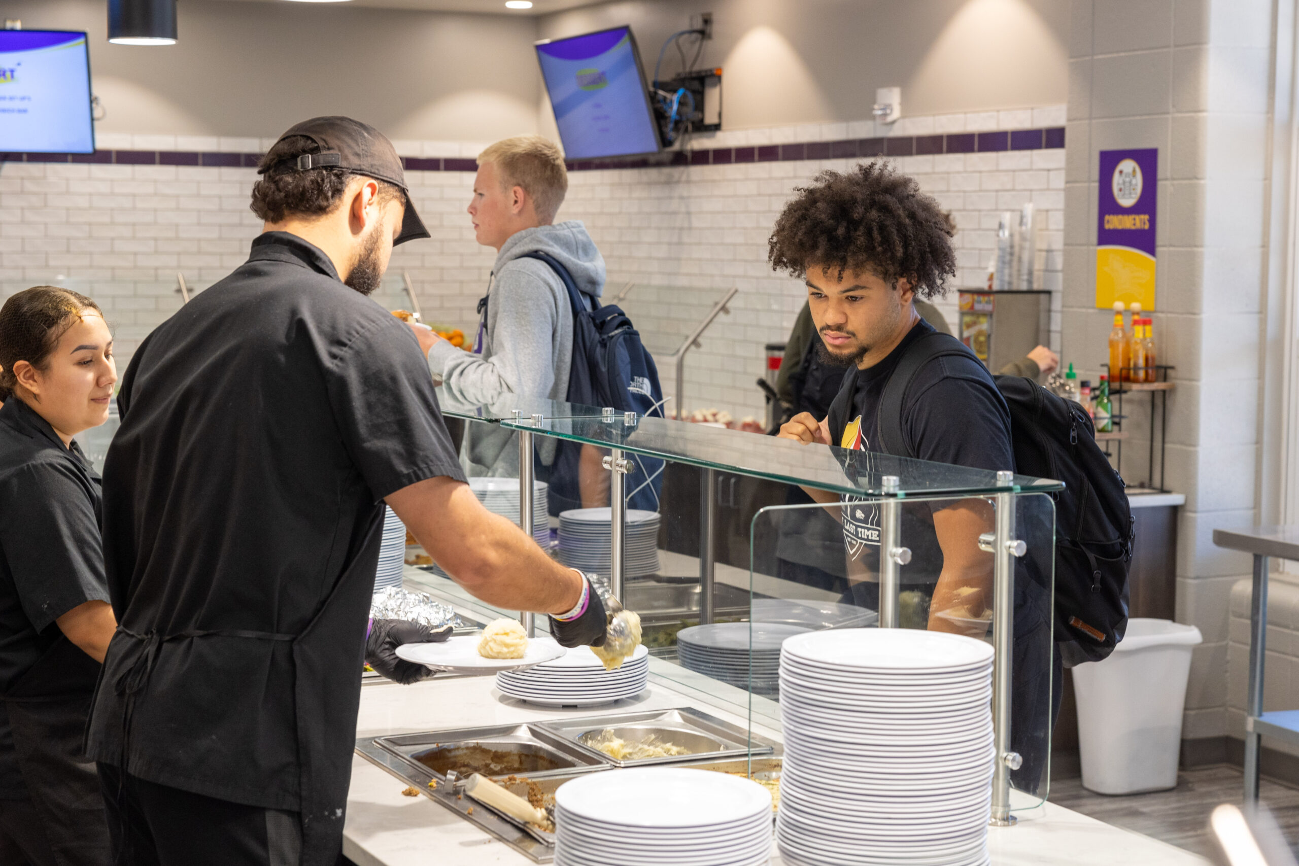 Students in line at Bieber Dining Hall