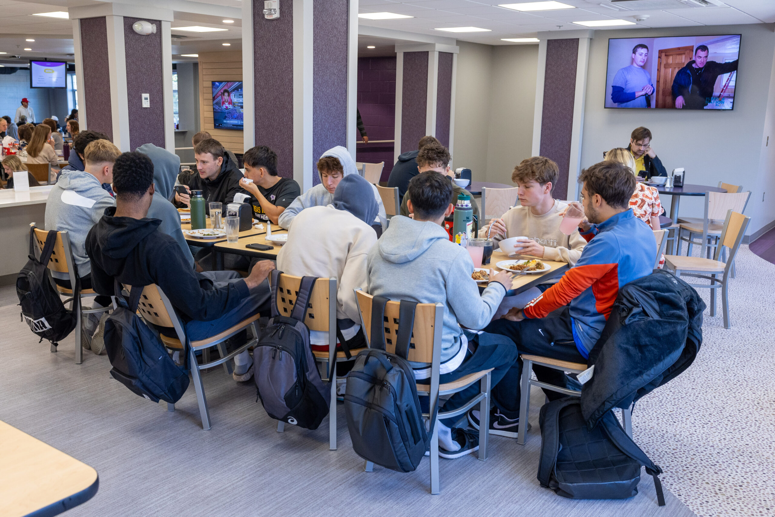 Students eating at Bieber Dining Hall