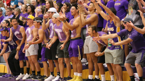 Excited fans at basketball