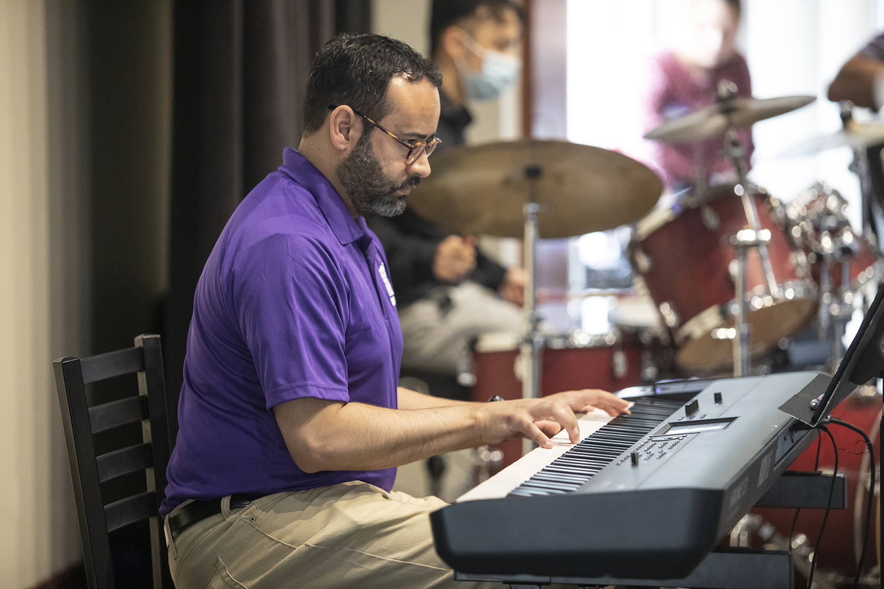 Musician playing keyboard