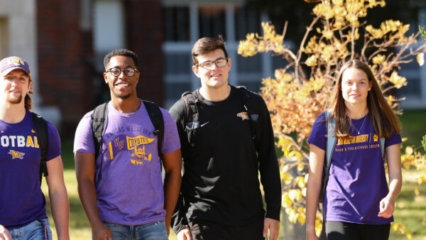 Students walking through campus